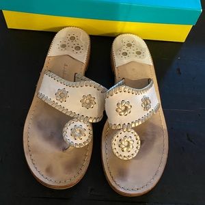 Jack Rogers Hamptons Flat White/Platinum